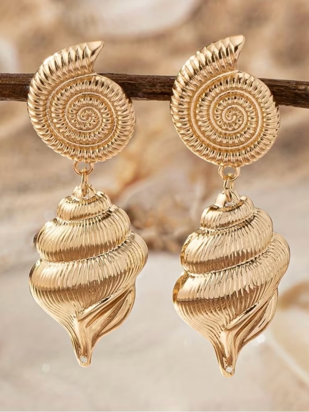 NEW ! Gold Shell Drop Earrings. Unique Earrings 🐚 Trendy Shell Earrings (A1-38)